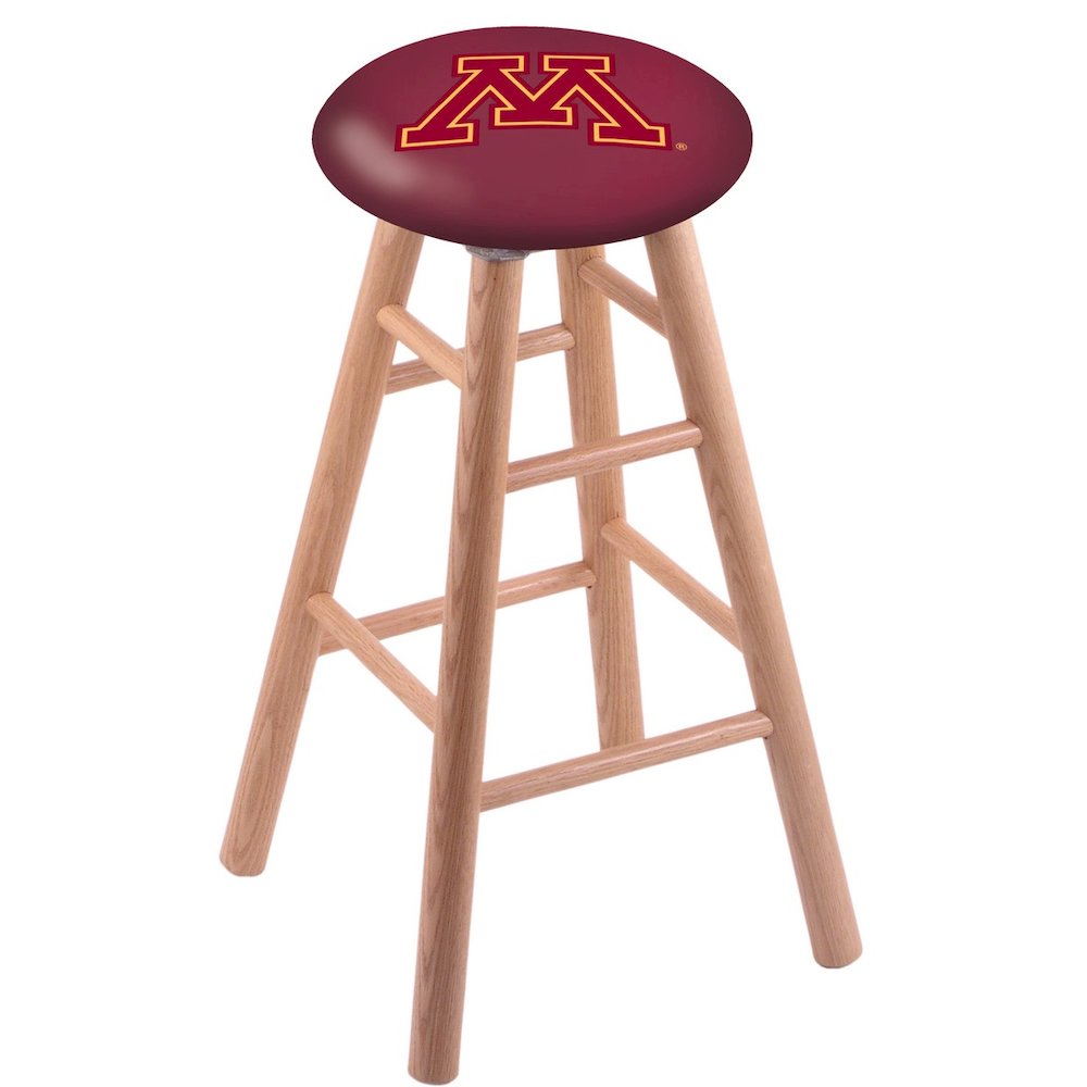 Oak Extra Tall Bar Stool in Natural Finish with Minnesota Seat
