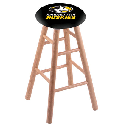 Oak Extra Tall Bar Stool in Natural Finish with Michigan Tech Seat