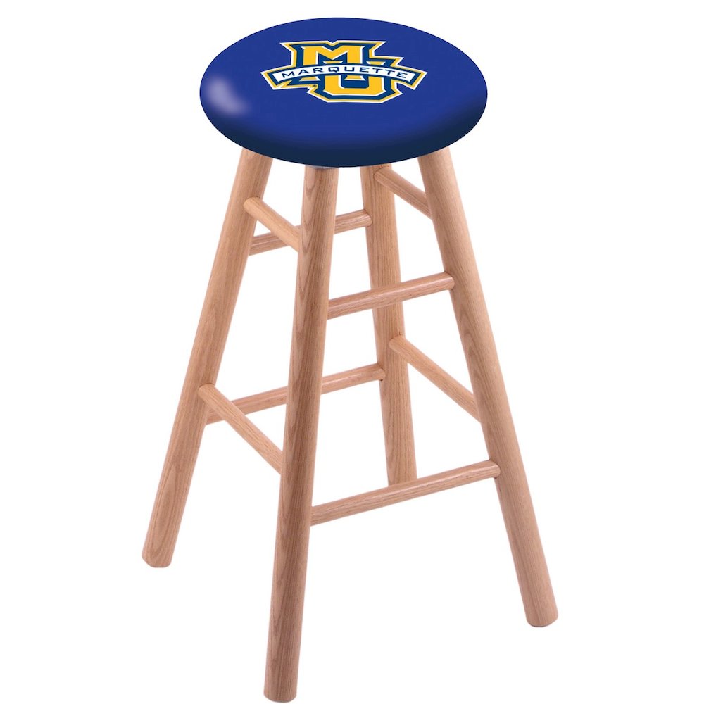 Oak Extra Tall Bar Stool in Natural Finish with Marquette University Seat