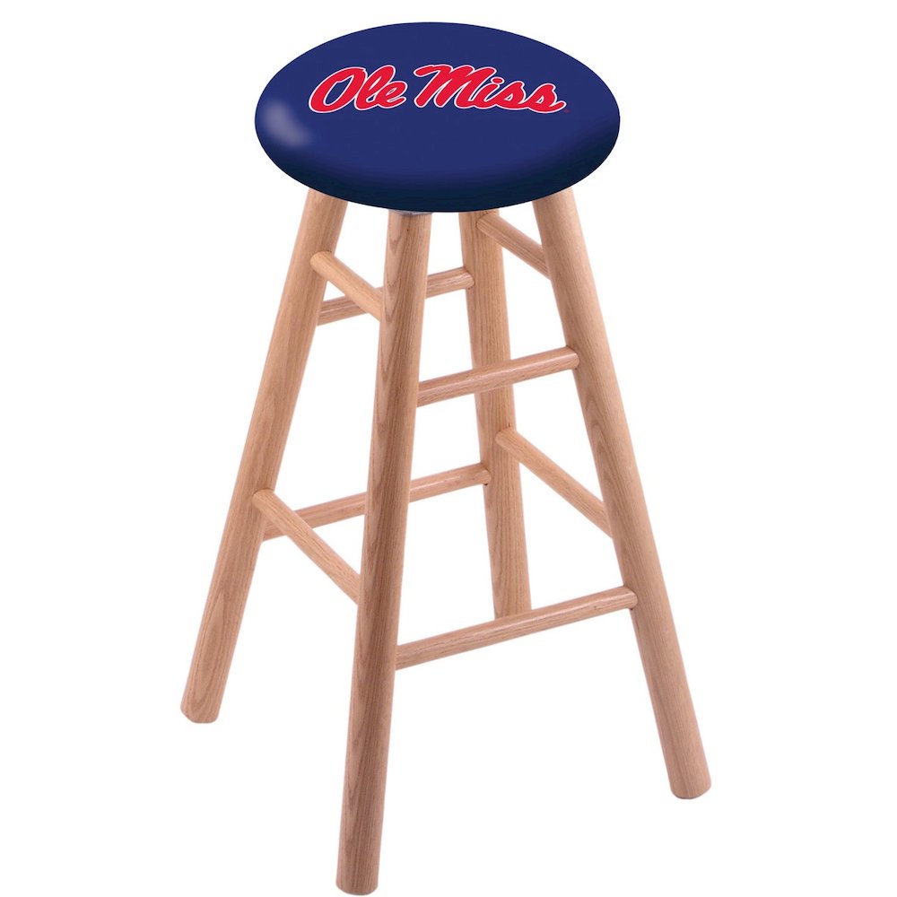 Oak Extra Tall Bar Stool in Natural Finish with Ole' Miss Seat