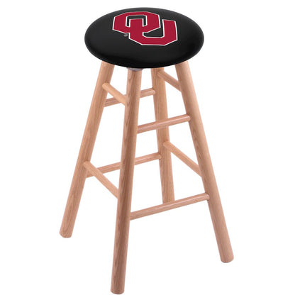 Oak Extra Tall Bar Stool in Natural Finish with Oklahoma Seat