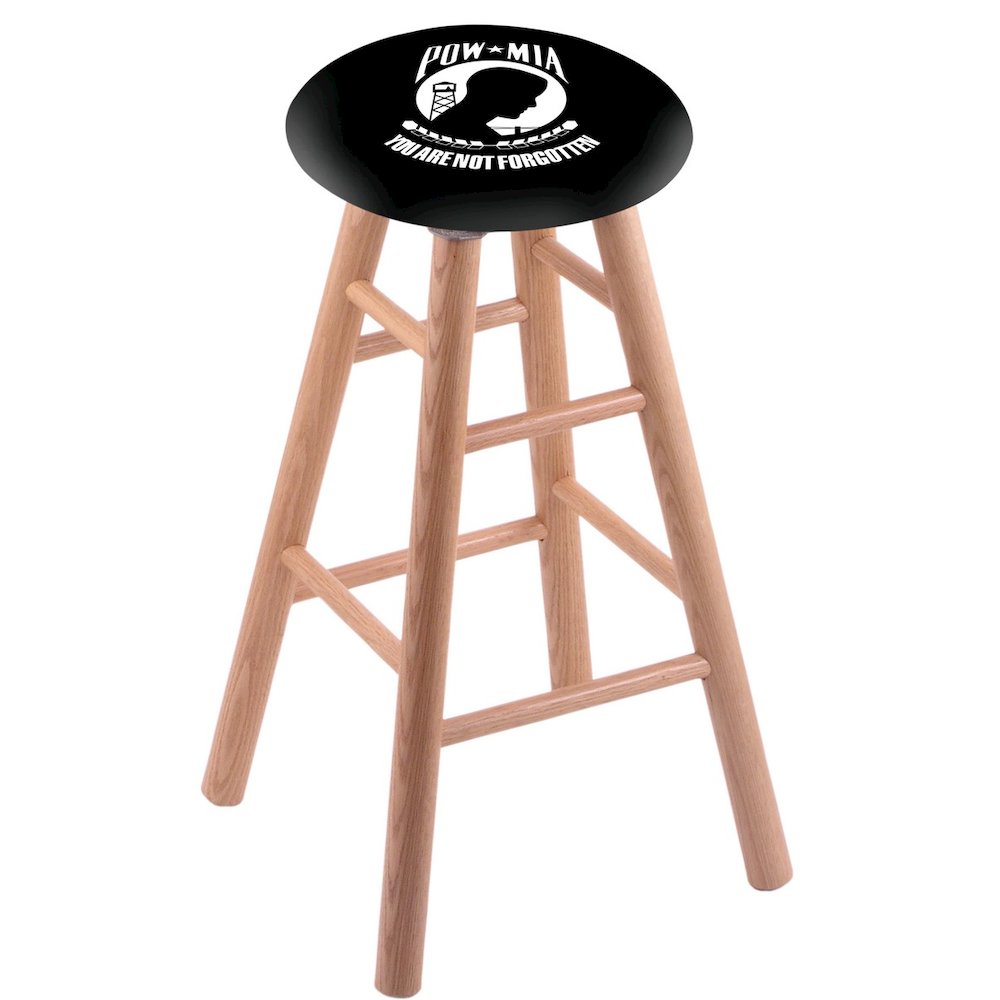 Oak Extra Tall Bar Stool in Natural Finish with POW/MIA Seat