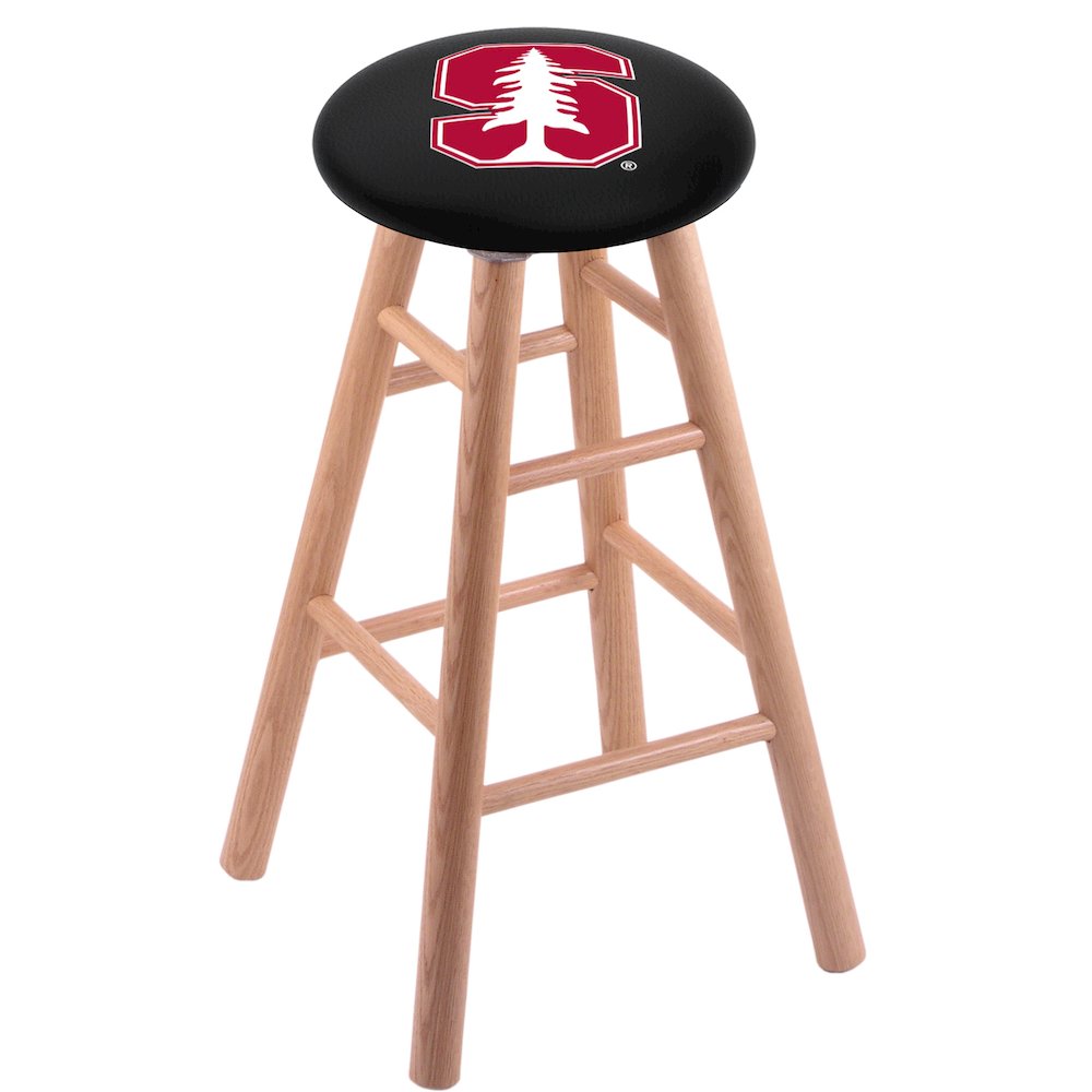 Oak Extra Tall Bar Stool in Natural Finish with Stanford Seat