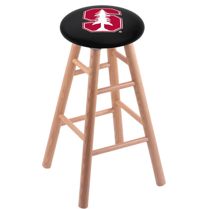 Oak Extra Tall Bar Stool in Natural Finish with Stanford Seat
