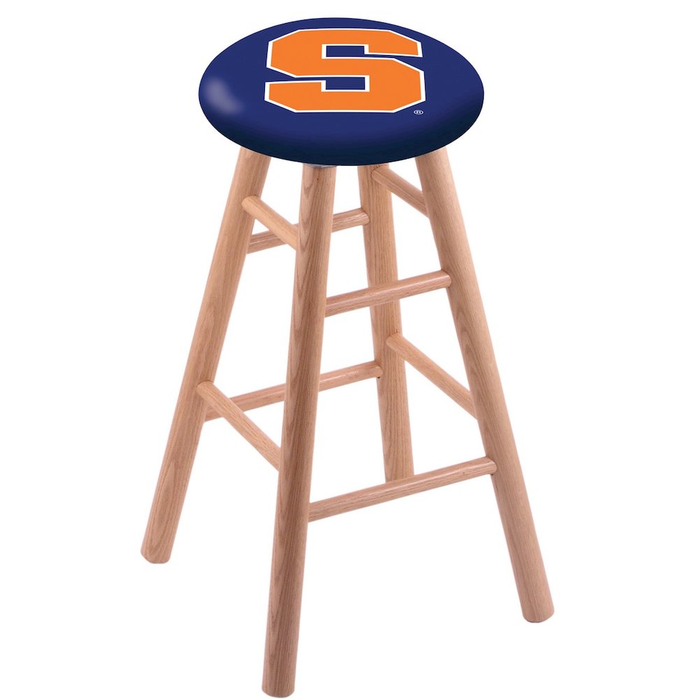 Oak Extra Tall Bar Stool in Natural Finish with Syracuse Seat