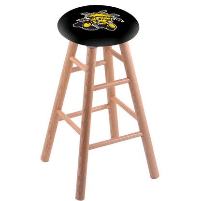 Oak Extra Tall Bar Stool in Natural Finish with Wichita State Seat