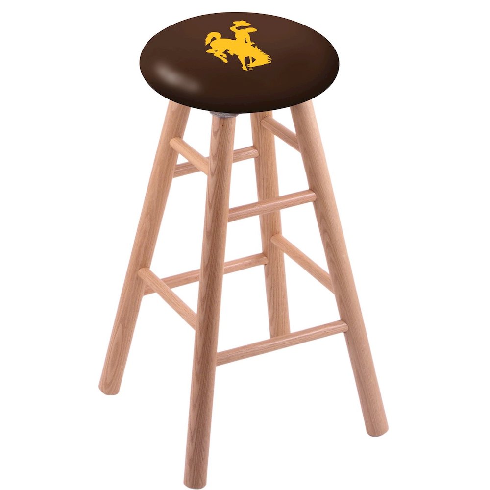 Oak Extra Tall Bar Stool in Natural Finish with Wyoming Seat