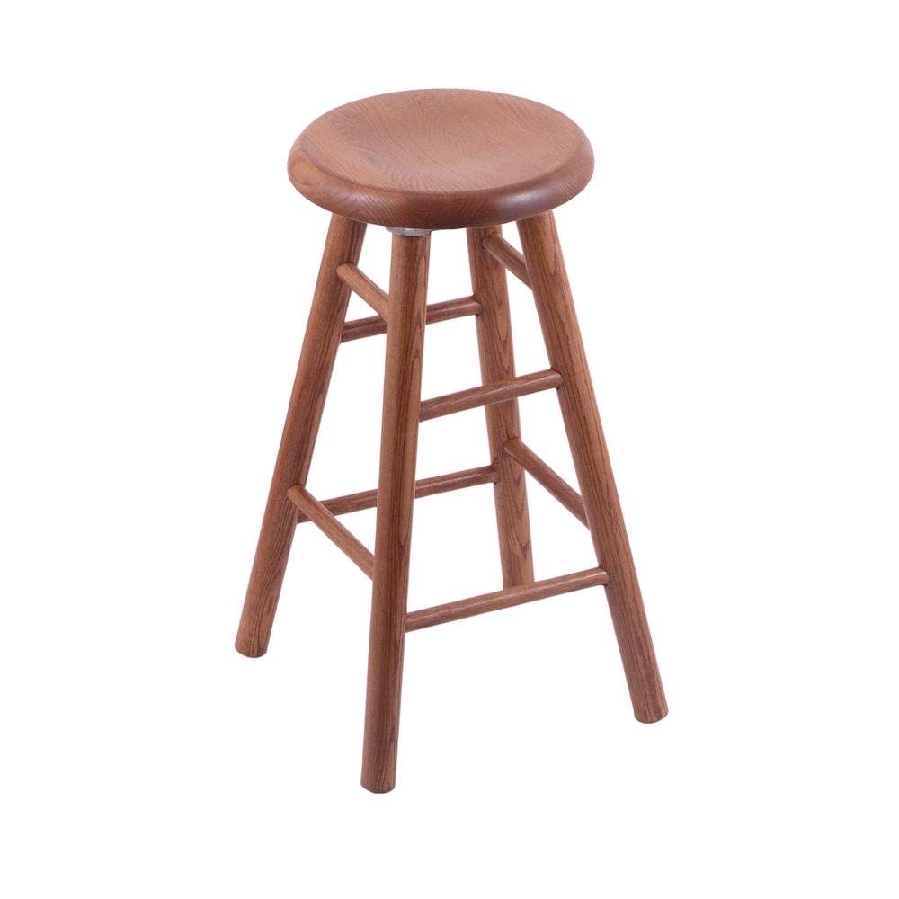 Oak Saddle Dish 36" Swivel Extra Tall Bar Stool with Smooth Legs, Medium Finish
