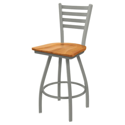 XL 410 Jackie 36" Swivel Extra Tall Bar Stool with Anodized Nickel Finish and Medium Maple Seat