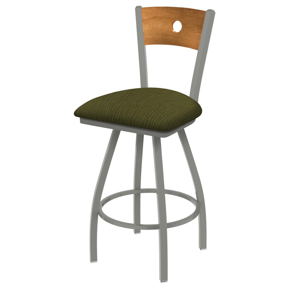 XL 830 Voltaire 36" Swivel Counter Stool with Anodized Nickel Finish, Medium Back, and Graph Parrot Seat