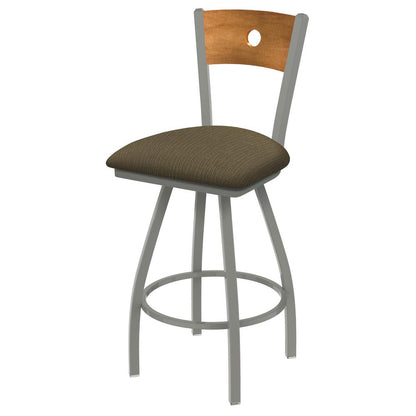 XL 830 Voltaire 36" Swivel Counter Stool with Anodized Nickel Finish, Medium Back, and Graph Cork Seat