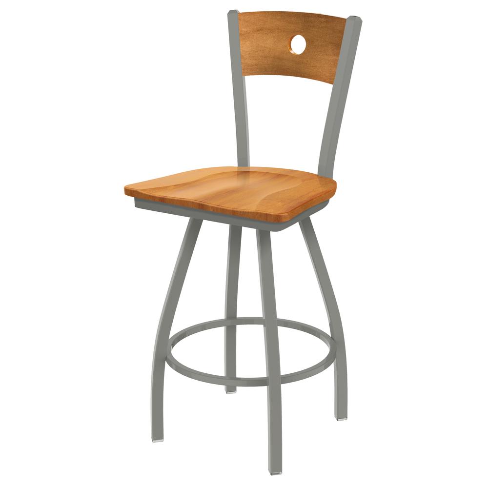 XL 830 Voltaire 36" Swivel Counter Stool with Anodized Nickel Finish, Medium Back, and Medium Maple Seat