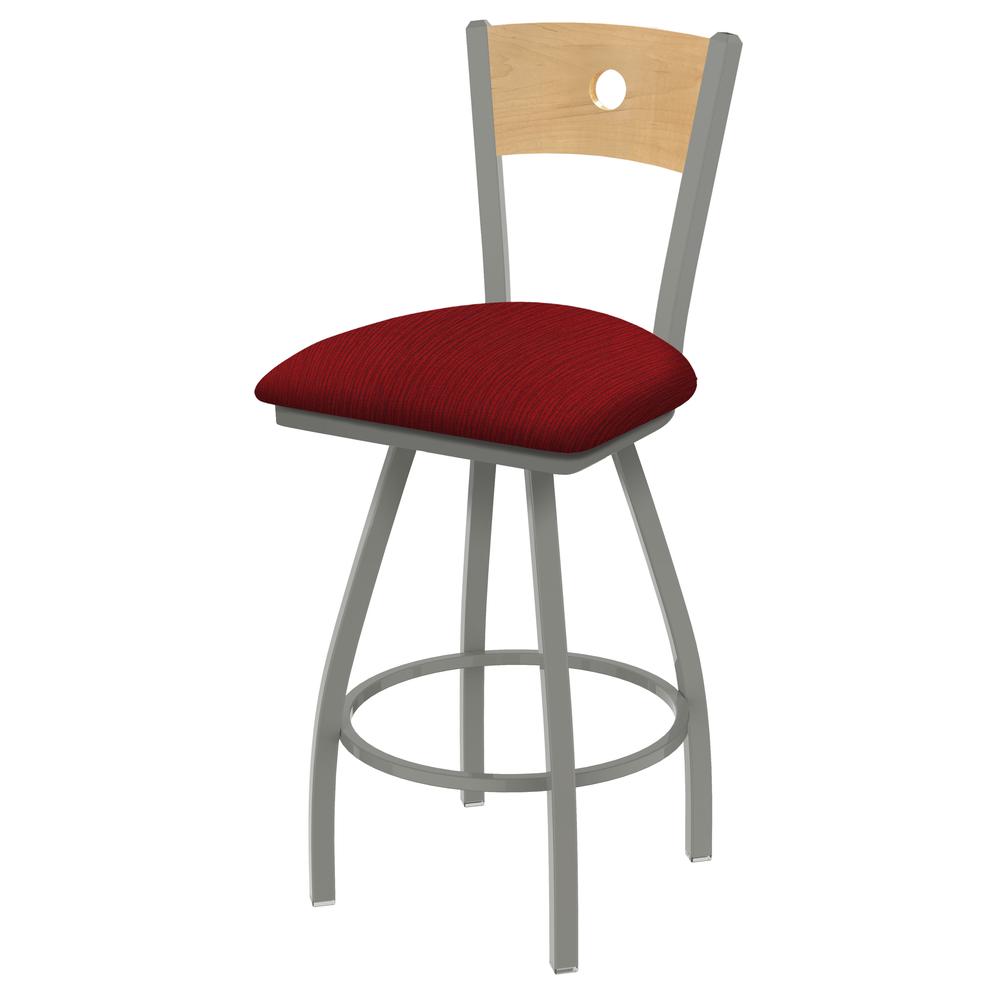 XL 830 Voltaire 36" Swivel Counter Stool with Anodized Nickel Finish, Natural Back, and Graph Ruby Seat