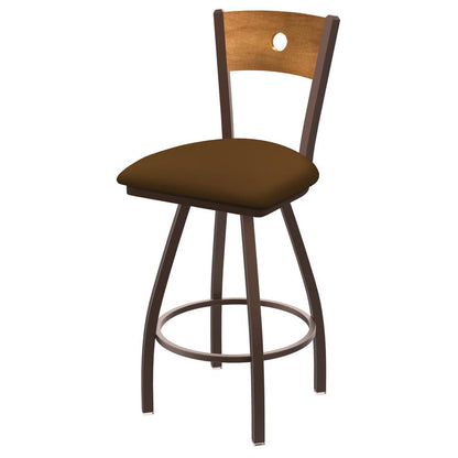 XL 830 Voltaire 36" Swivel Counter Stool with Bronze Finish, Medium Back, and Canter Thatch Seat