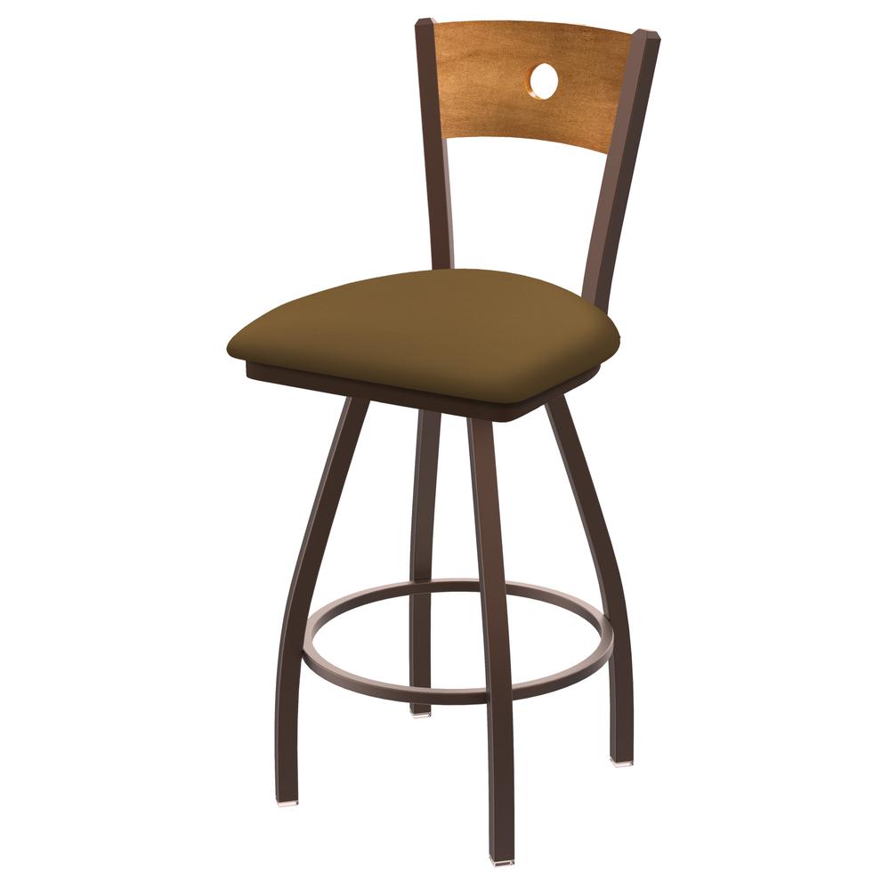 XL 830 Voltaire 36" Swivel Counter Stool with Bronze Finish, Medium Back, and Canter Saddle Seat