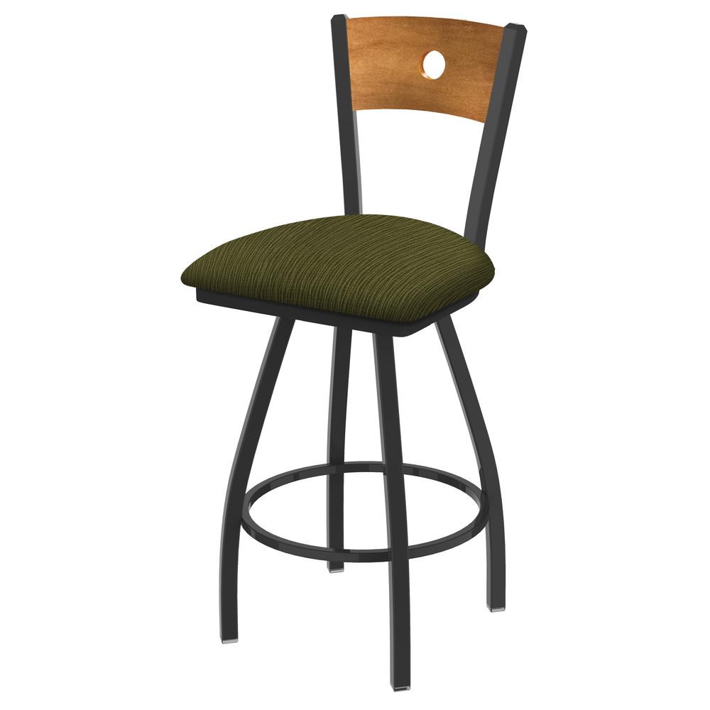 XL 830 Voltaire 36" Swivel Counter Stool with Pewter Finish, Medium Back, and Graph Parrot Seat