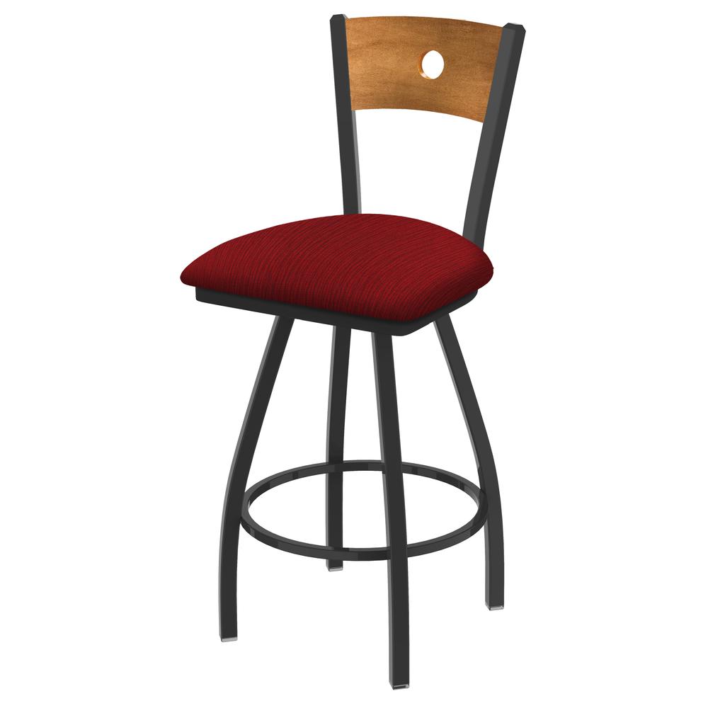 XL 830 Voltaire 36" Swivel Counter Stool with Pewter Finish, Medium Back, and Graph Ruby Seat