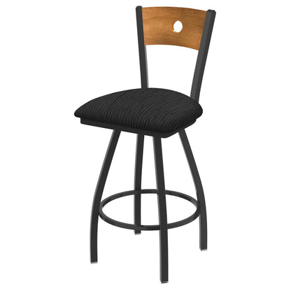 XL 830 Voltaire 36" Swivel Counter Stool with Pewter Finish, Medium Back, and Graph Coal Seat
