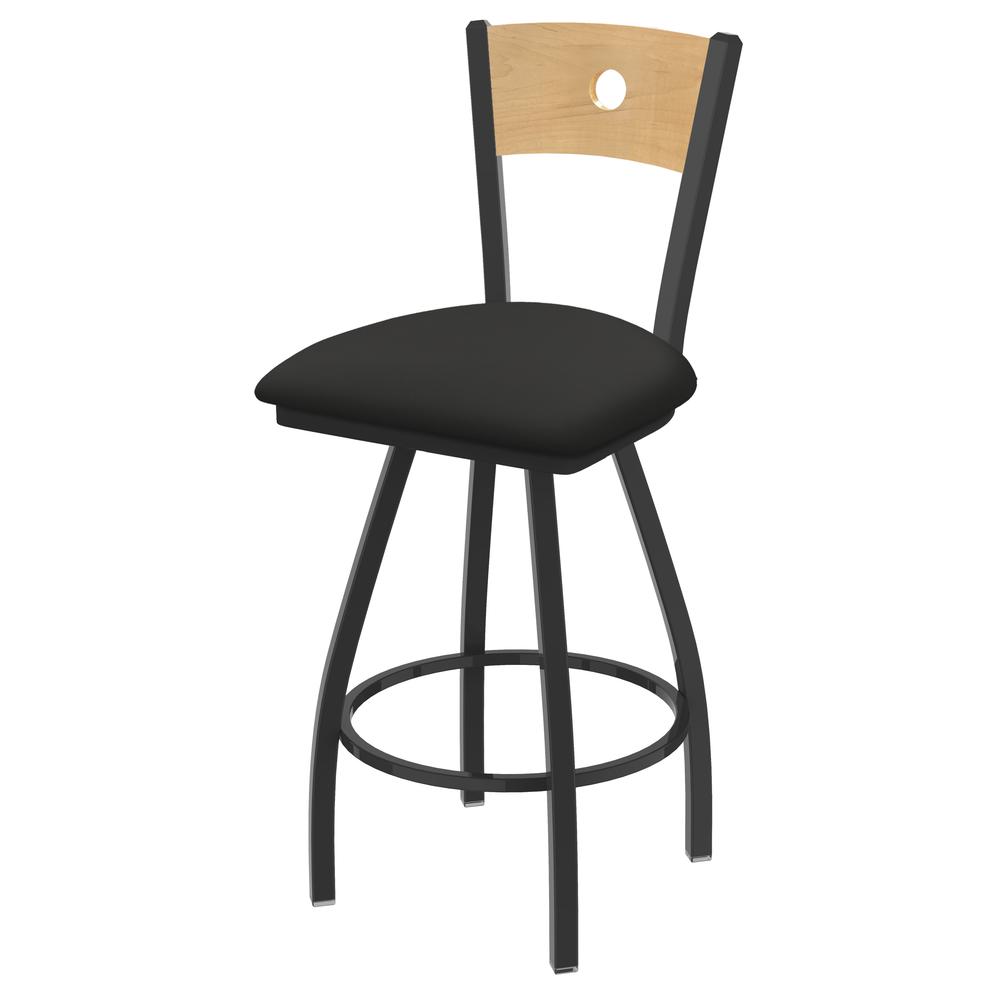 XL 830 Voltaire 36" Swivel Counter Stool with Pewter Finish, Natural Back, and Canter Iron Seat
