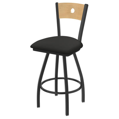 XL 830 Voltaire 36" Swivel Counter Stool with Pewter Finish, Natural Back, and Canter Iron Seat