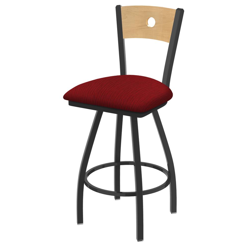 XL 830 Voltaire 36" Swivel Counter Stool with Pewter Finish, Natural Back, and Graph Ruby Seat