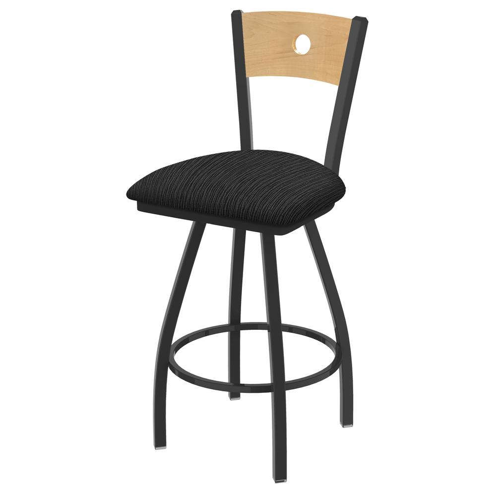 XL 830 Voltaire 36" Swivel Counter Stool with Pewter Finish, Natural Back, and Graph Coal Seat