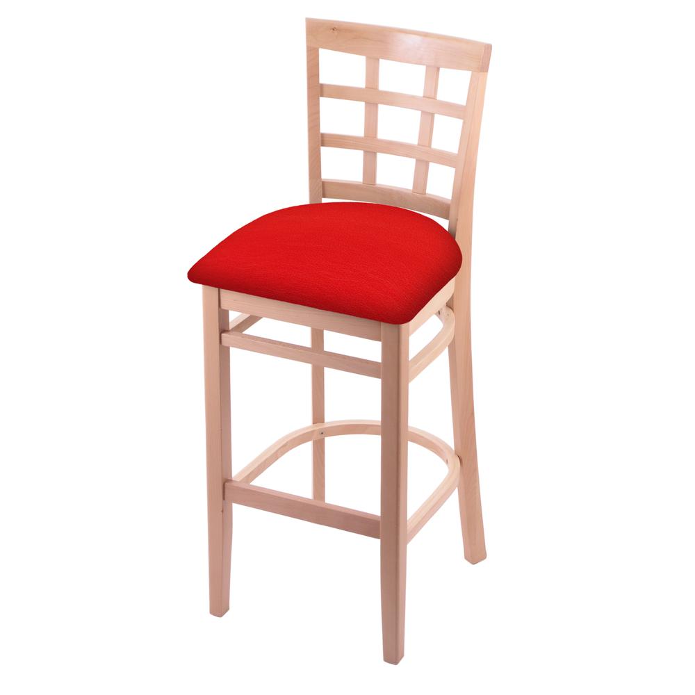 3130 25" Counter Stool with Natural Finish and Canter Red Seat
