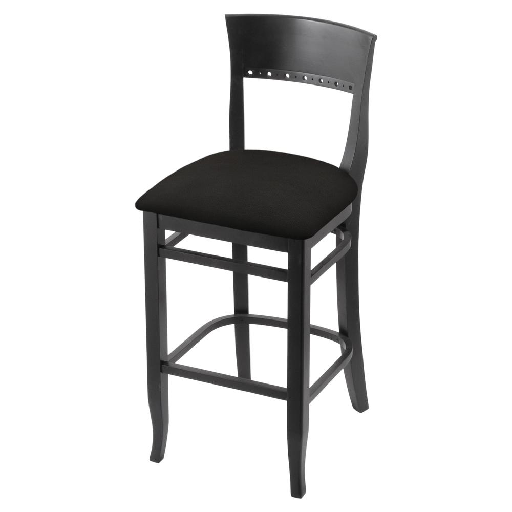 3160 25" Bar Stool with Black Finish and Canter Espresso Seat