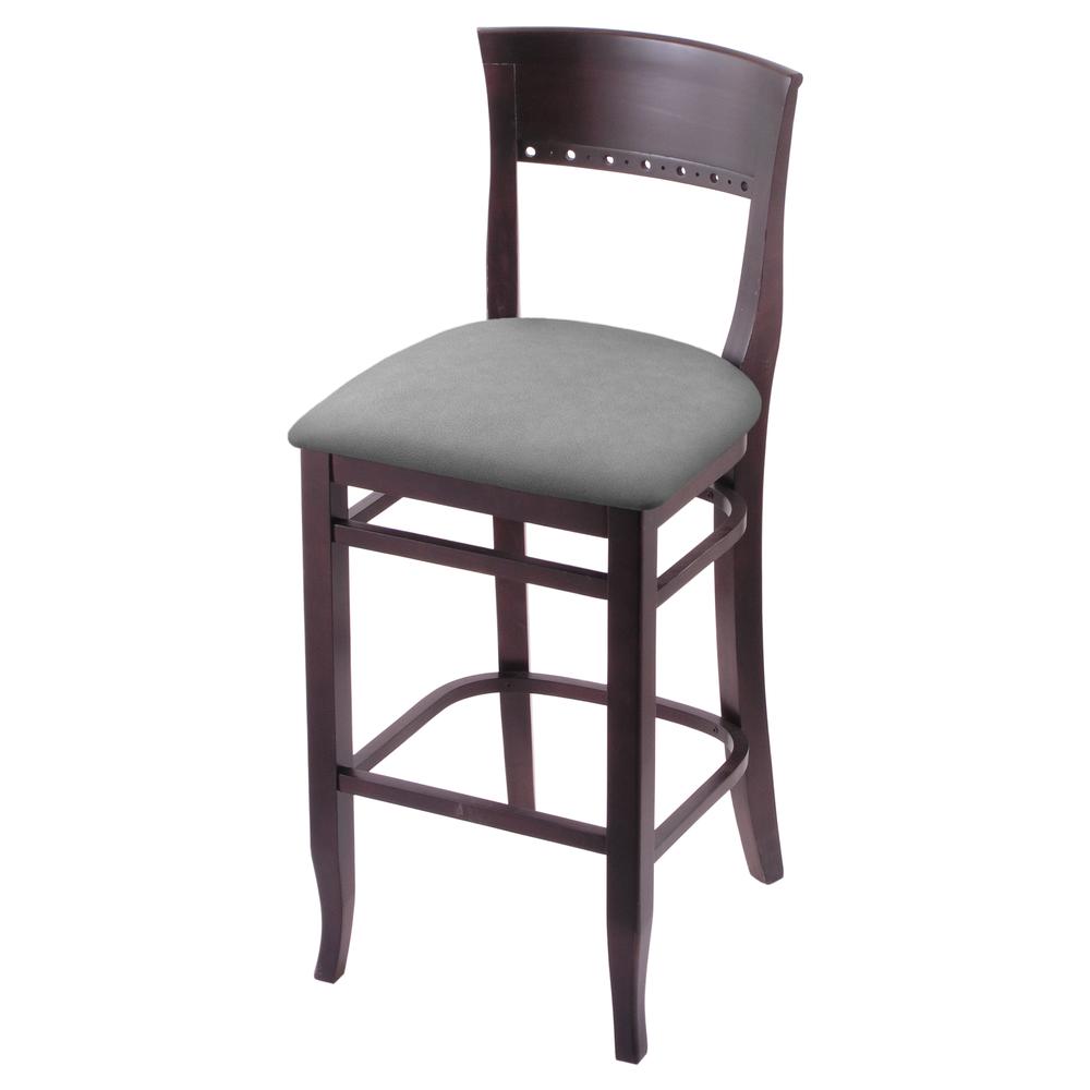 3160 25" Bar Stool with Dark Cherry Finish and Canter Folkstone Grey Seat