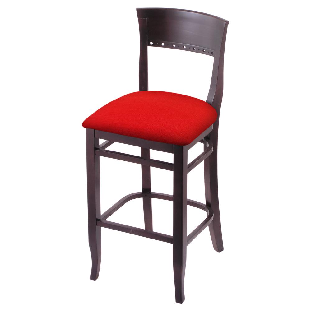 3160 25" Bar Stool with Dark Cherry Finish and Canter Red Seat