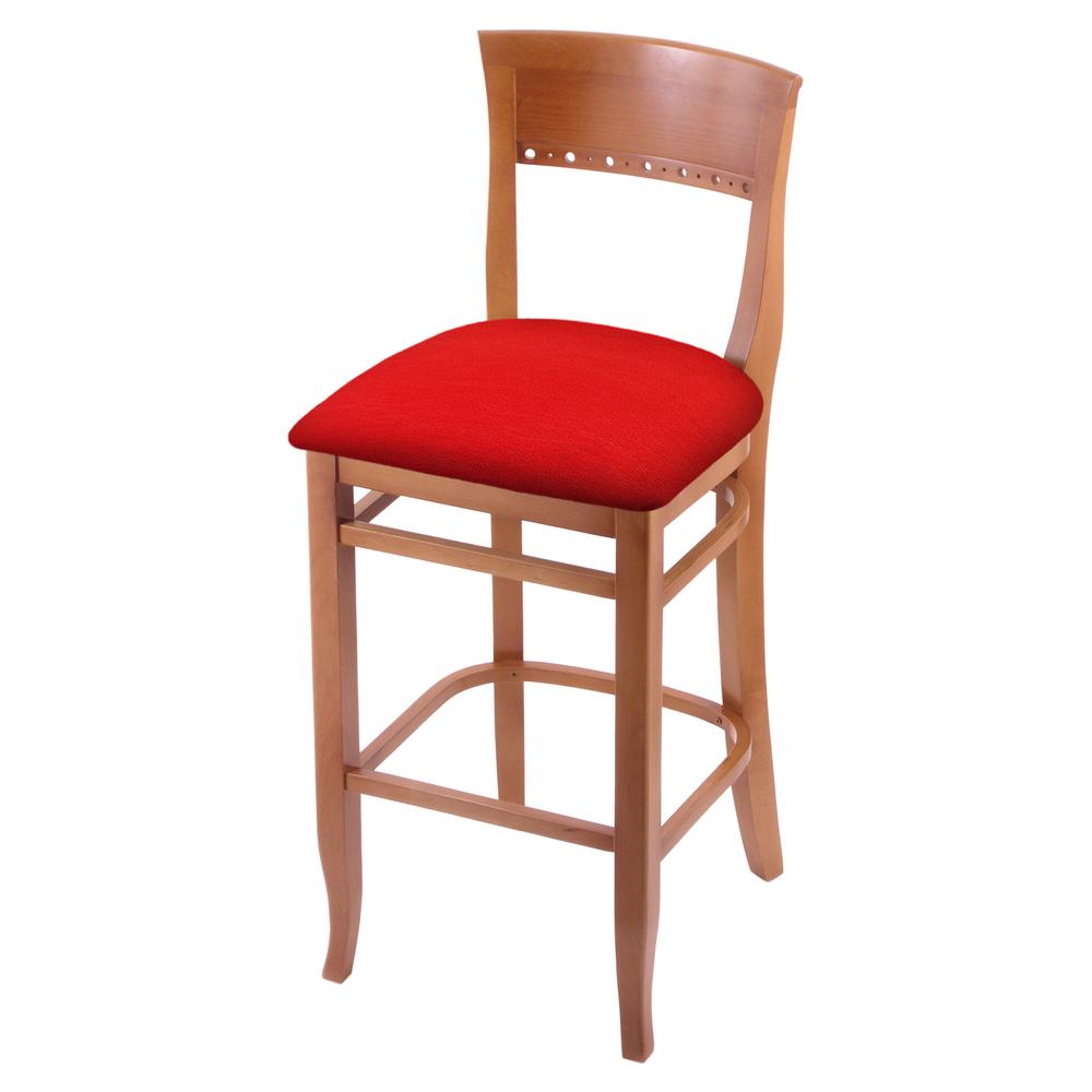 3160 25" Bar Stool with Medium Finish and Canter Red Seat
