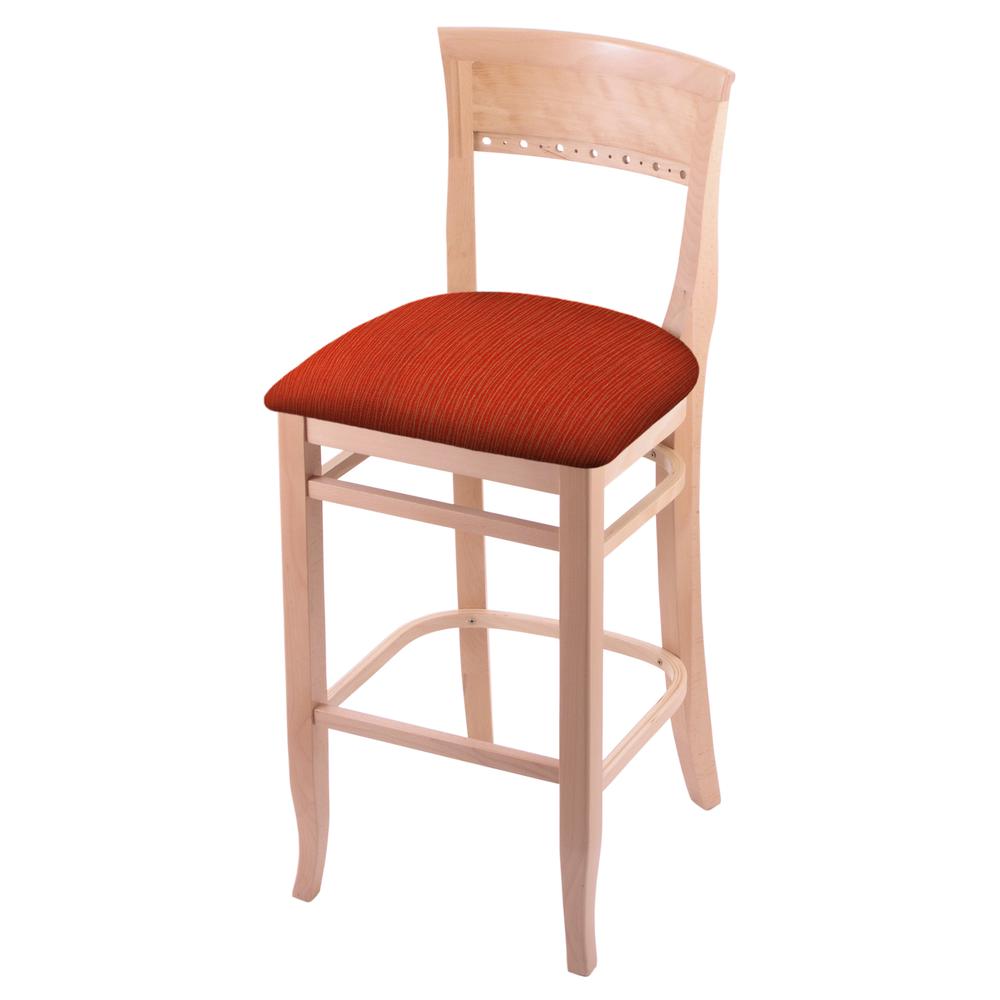 3160 25" Bar Stool with Natural Finish and Graph Poppy Seat