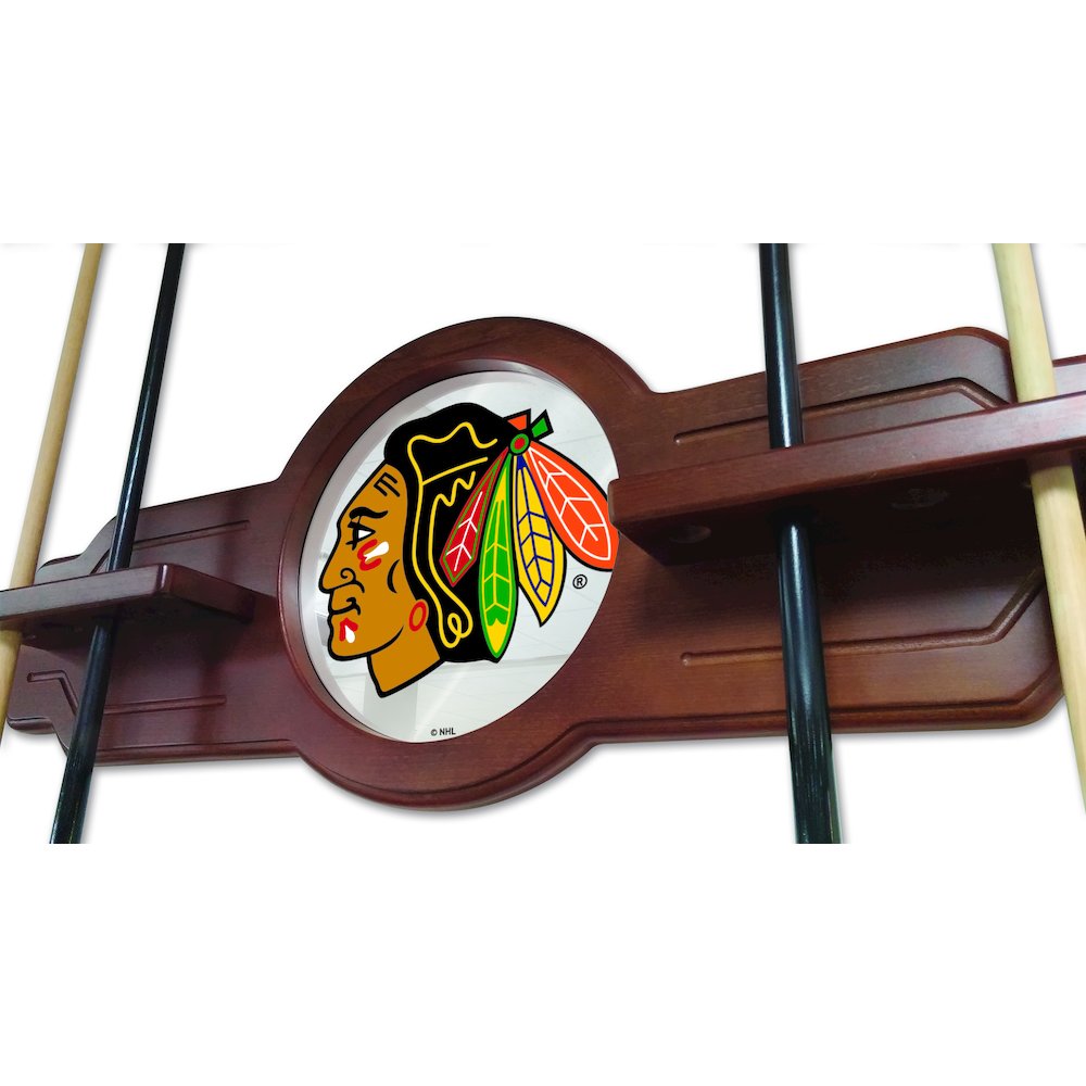 Chicago Blackhawks Cue Rack in Chardonnay Finish