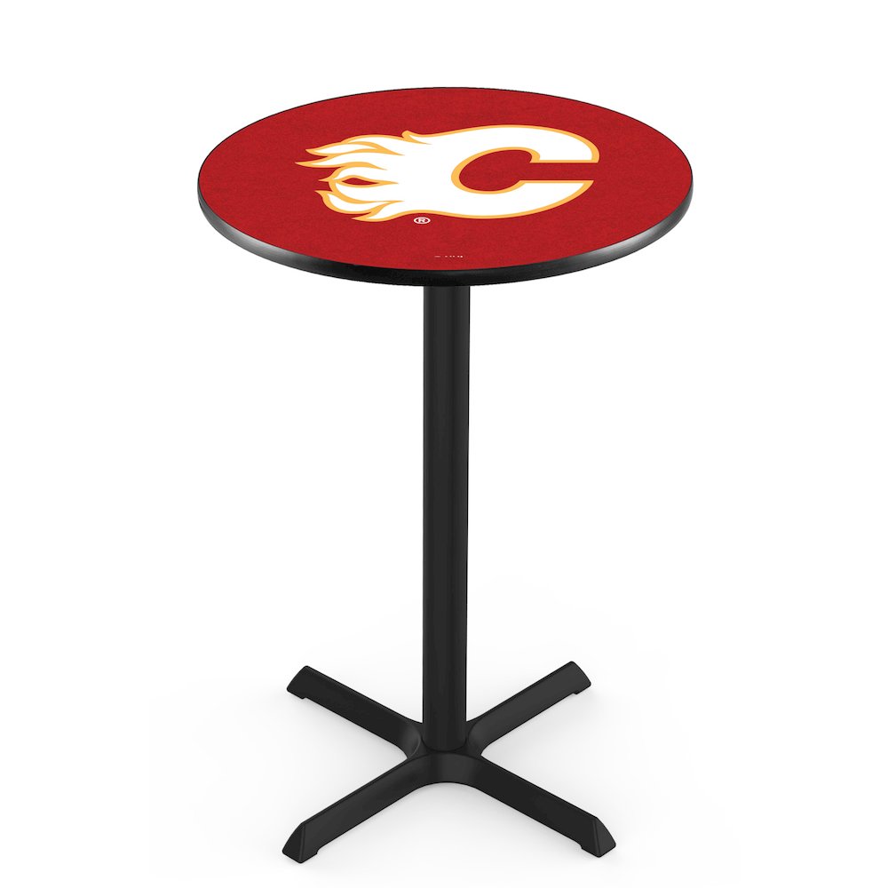 L211 Calgary Flames 42' Tall - 36' Top Pub Table w/ Black Wrinkle Finish (6158)