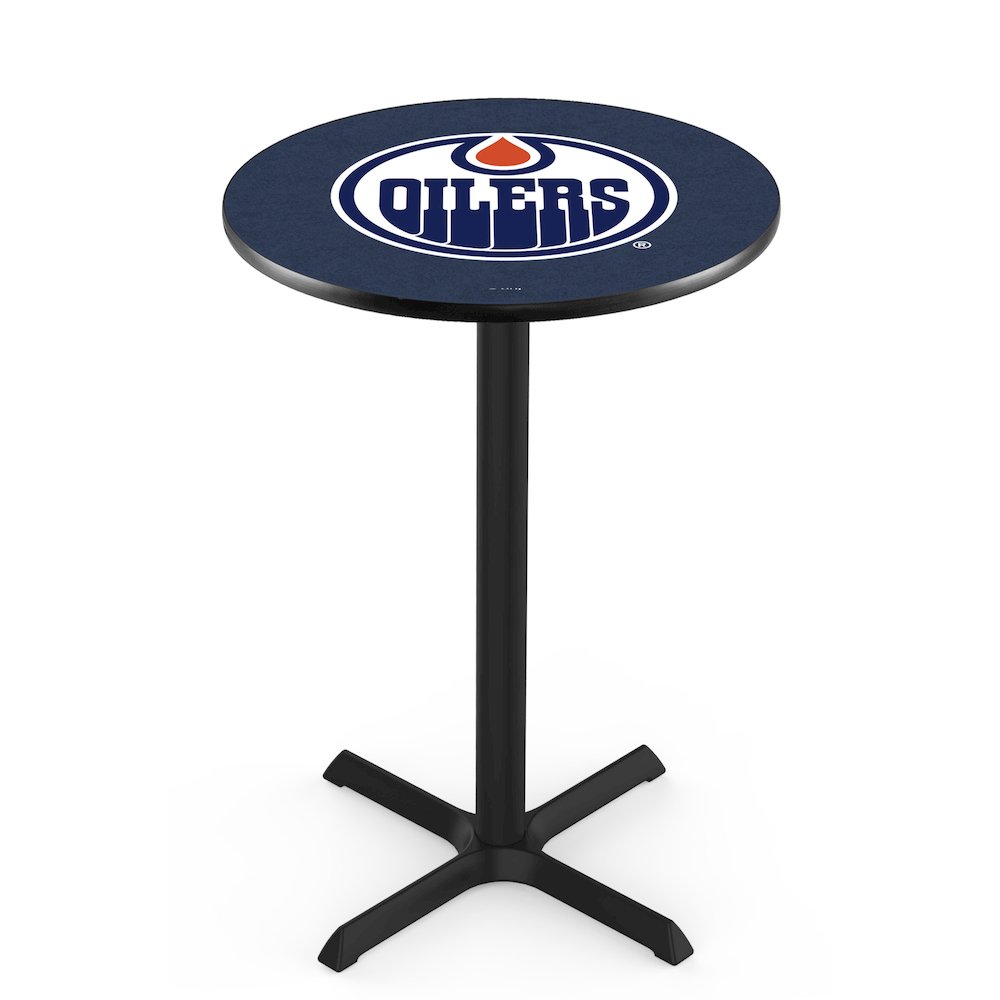 L211 Edmonton Oilers 42" Tall - 36" Top Pub Table with Black Wrinkle Finish (6400)