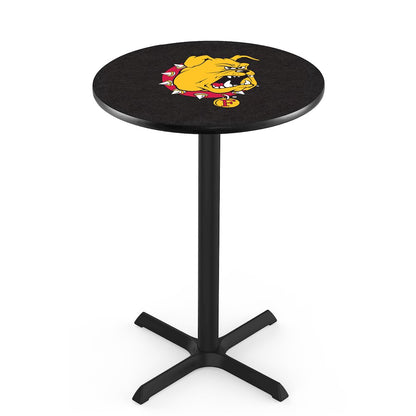 L211 Ferris State University 42" Tall - 36" Top Pub Table with Black Wrinkle Finish