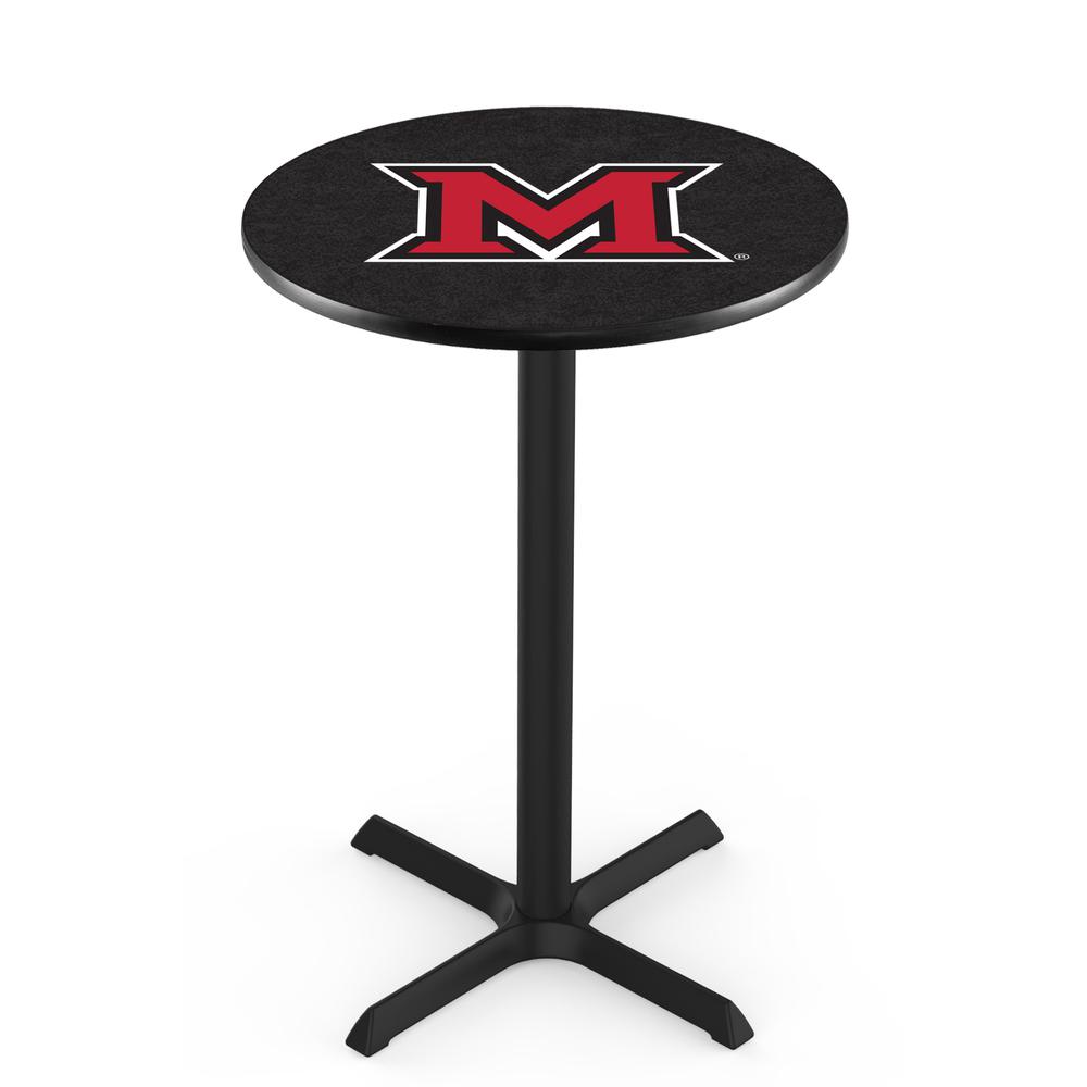 L211 Miami University (OH) 42' Tall - 36' Top Pub Table w/ Black Wrinkle Finish