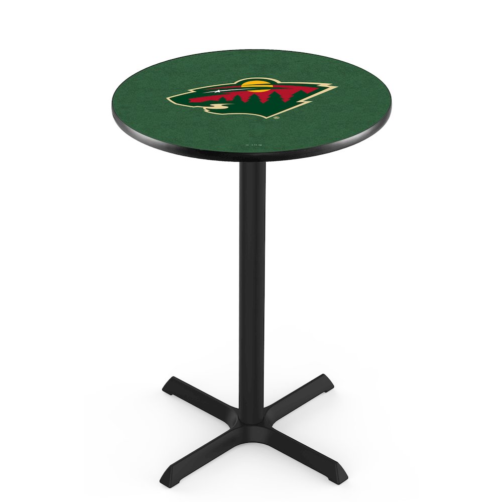 L211 Minnesota Wild 42" Tall - 36" Top Pub Table with Black Wrinkle Finish (6813)