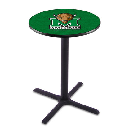 L211 Marshall University 42' Tall - 36' Top Pub Table w/ Black Wrinkle Finish