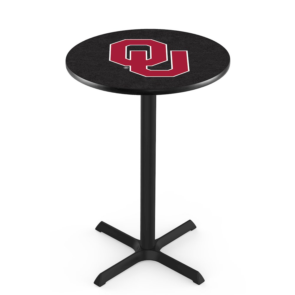 L211 Oklahoma University 42" Tall - 36" Top Pub Table with Black Wrinkle Finish