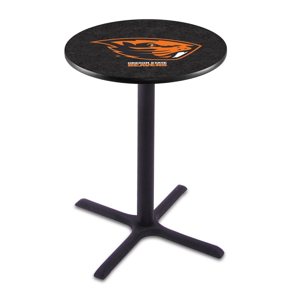 L211 Oregon State University 42" Tall - 36" Top Pub Table with Black Wrinkle Finish