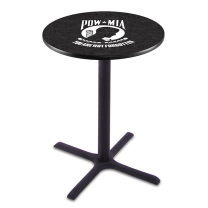 L211 POW/MIA 42" Tall - 36" Top Pub Table with Black Wrinkle Finish