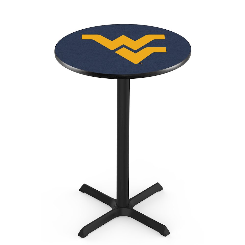 L211 West Virginia University 42' Tall - 36' Top Pub Table w/ Black Wrinkle Finish