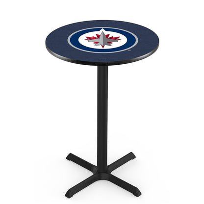 L211 Winnipeg Jets 42' Tall - 36' Top Pub Table w/ Black Wrinkle Finish (7674)