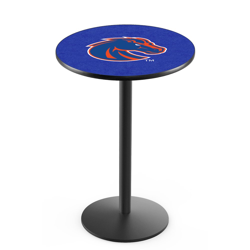 L214 Boise State University 42" Tall - 36" Top Pub Table with Black Wrinkle Finish