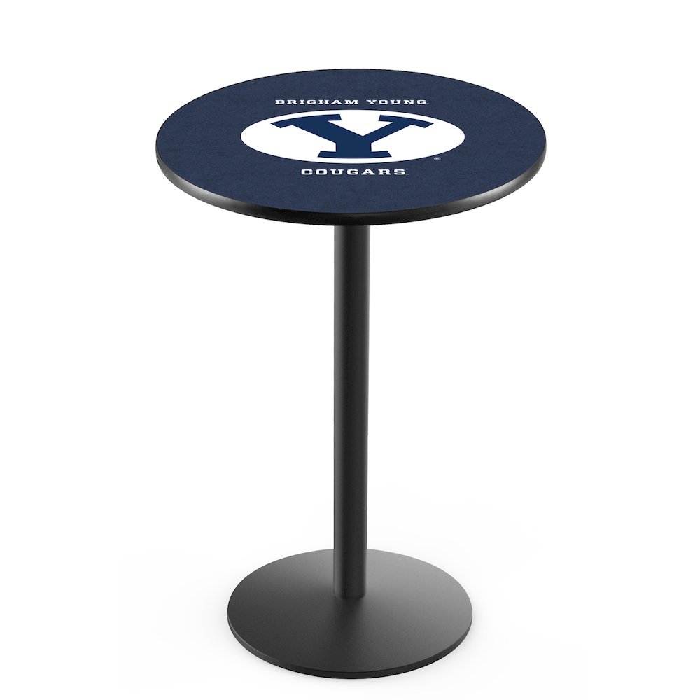 L214 Brigham Young University 42" Tall - 36" Top Pub Table with Black Wrinkle Finish