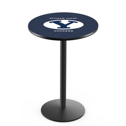 L214 Brigham Young University 42" Tall - 36" Top Pub Table with Black Wrinkle Finish