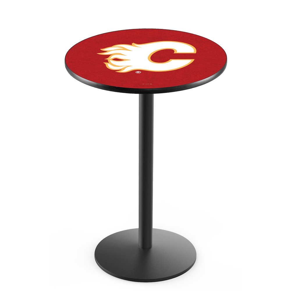 L214 Calgary Flames 42' Tall - 36' Top Pub Table w/ Black Wrinkle Finish (290)