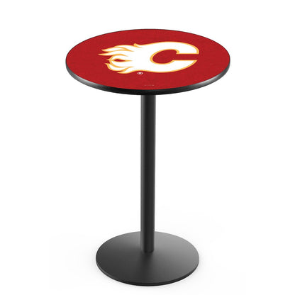 L214 Calgary Flames 42' Tall - 36' Top Pub Table w/ Black Wrinkle Finish (290)