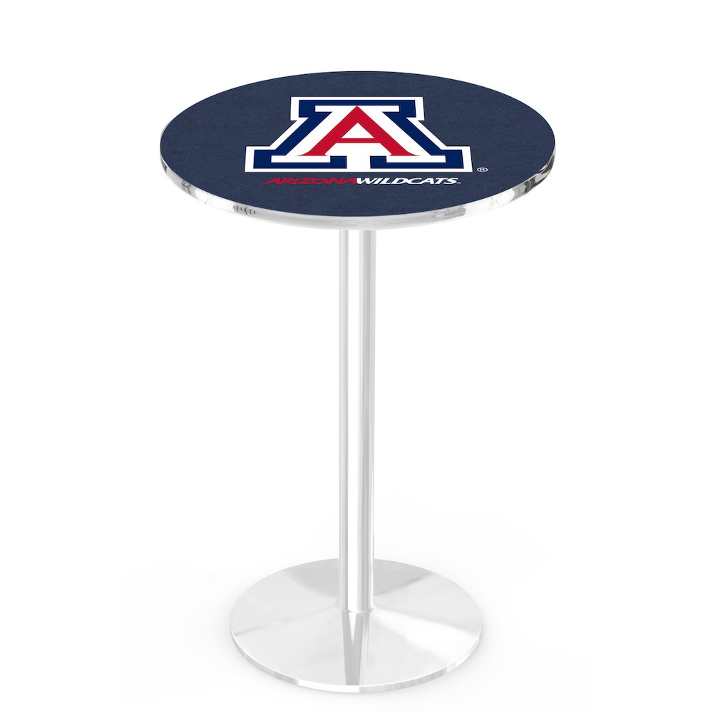 L214 University of Arizona 42" Tall - 36" Top Pub Table with Chrome Finish